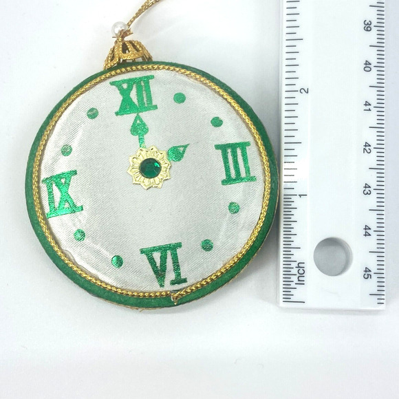 Vintage Frankel Clock Ornaments Red Green Felt 2-1/2 inches - Picture 15 of 15